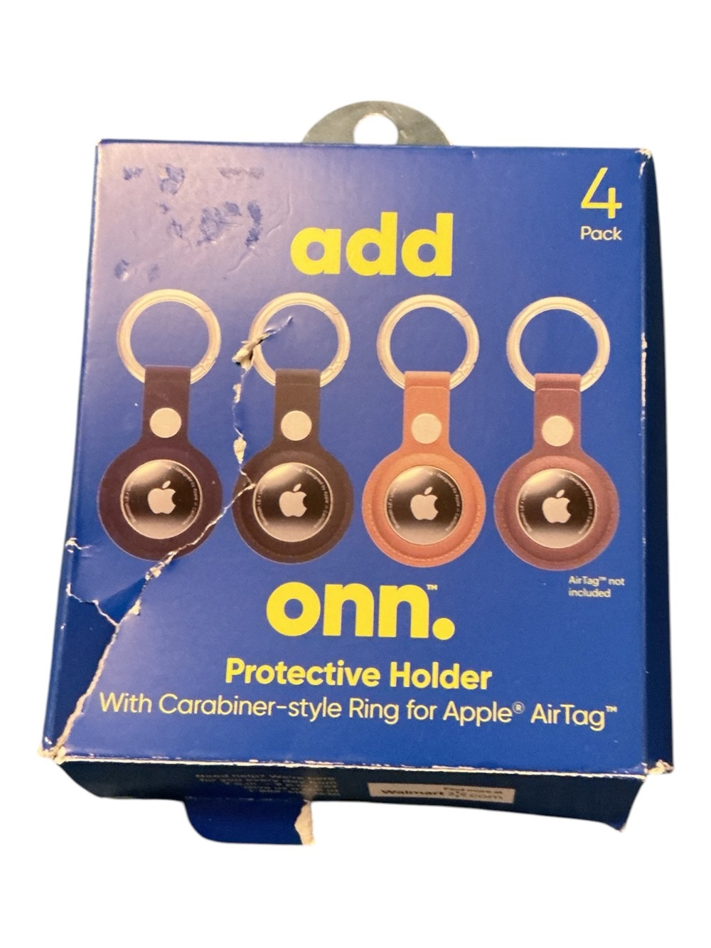 Onn. AirTag Protective Holder Keyring Set - Black & Brown (4 Pack)